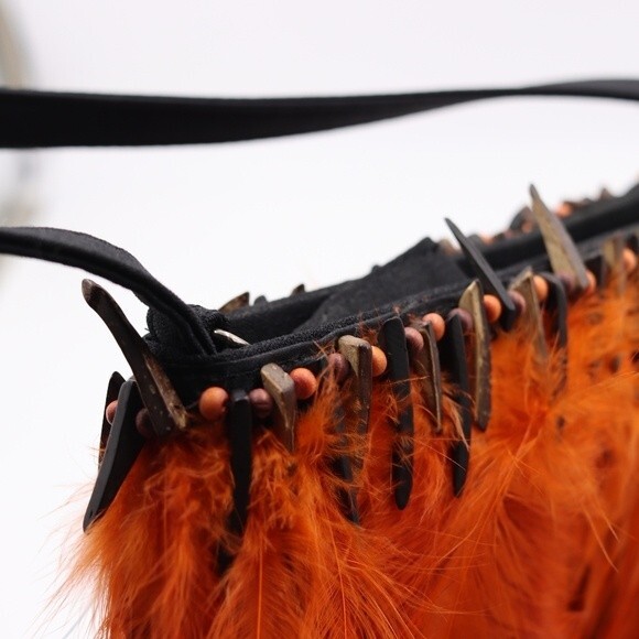 Halloween Black & Orange Feathered Handbag Novelty Bag - Picture 7 of 13